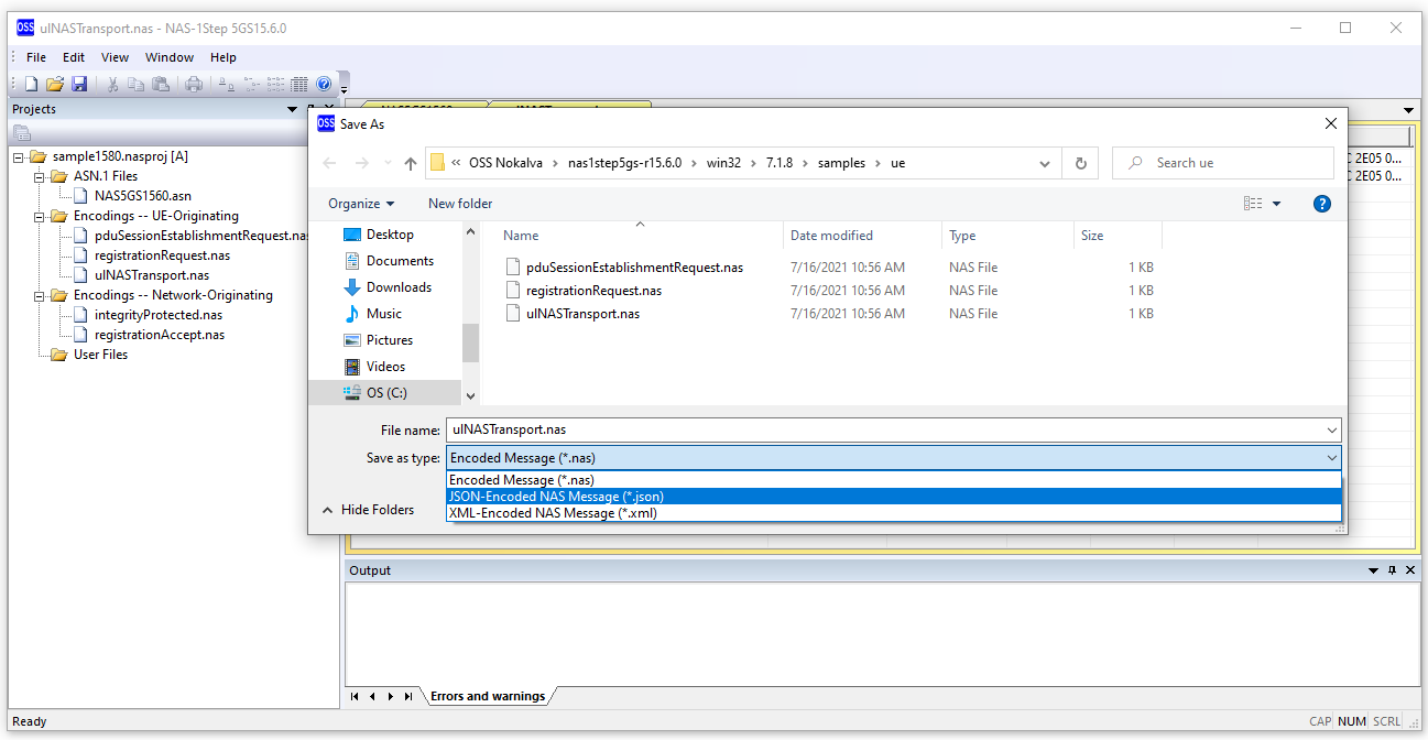 Saving a message in XML or JSON format