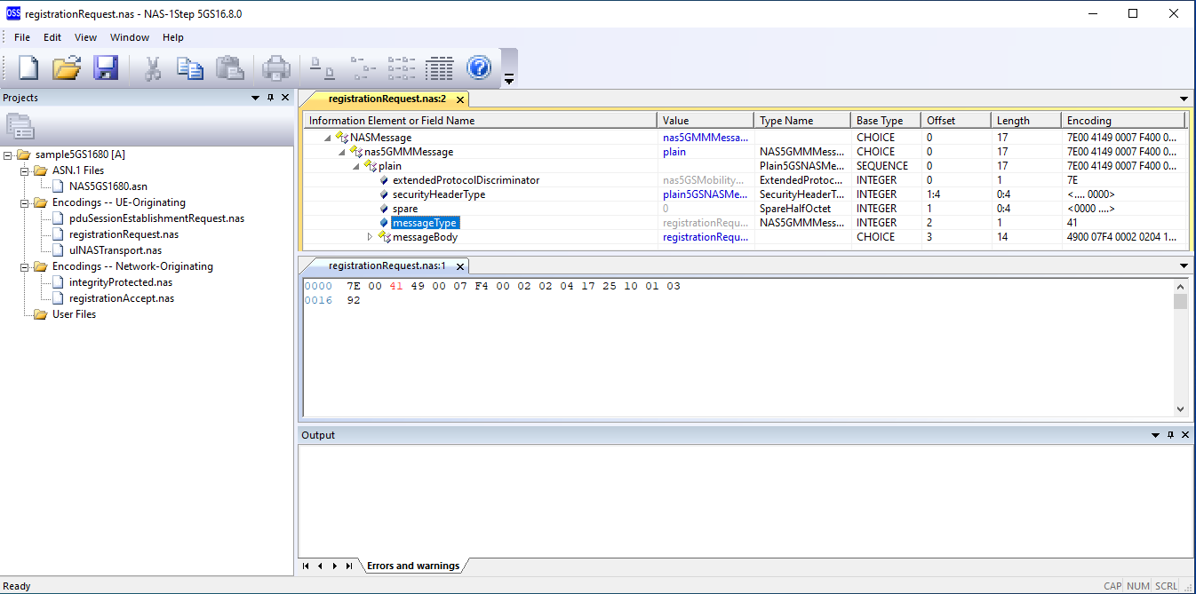 Tracking the fields of a NAS message